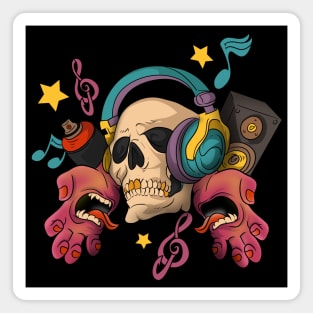 Graffiti Skull Music Magnet